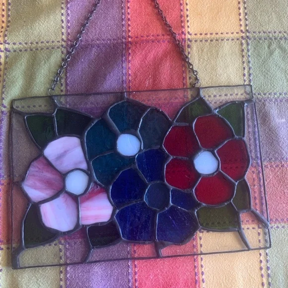 Handmade Vibrant Floral Stained Glass Art - Picture 4 of 6